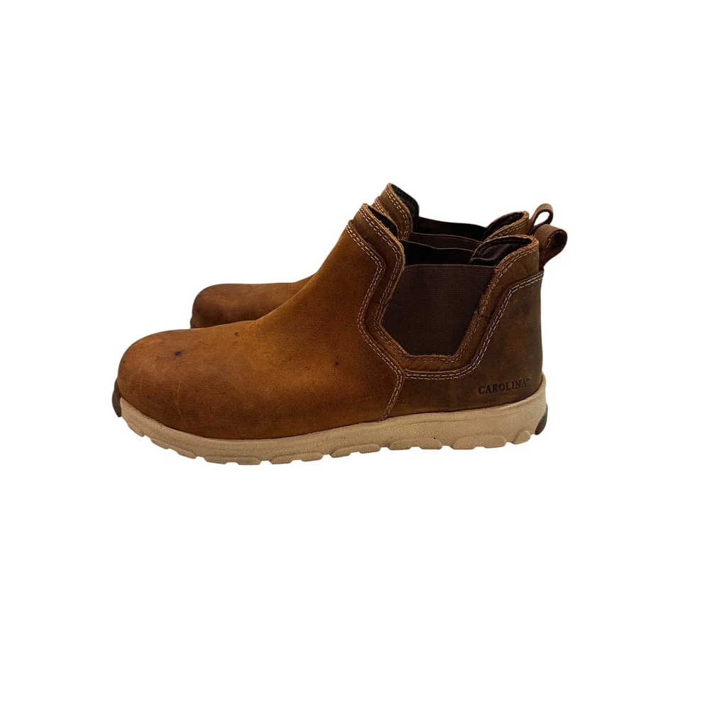 Carolina CA5574 Mens 11.5 D Brown Leather Chelsea Work Boots Slip  Resistant